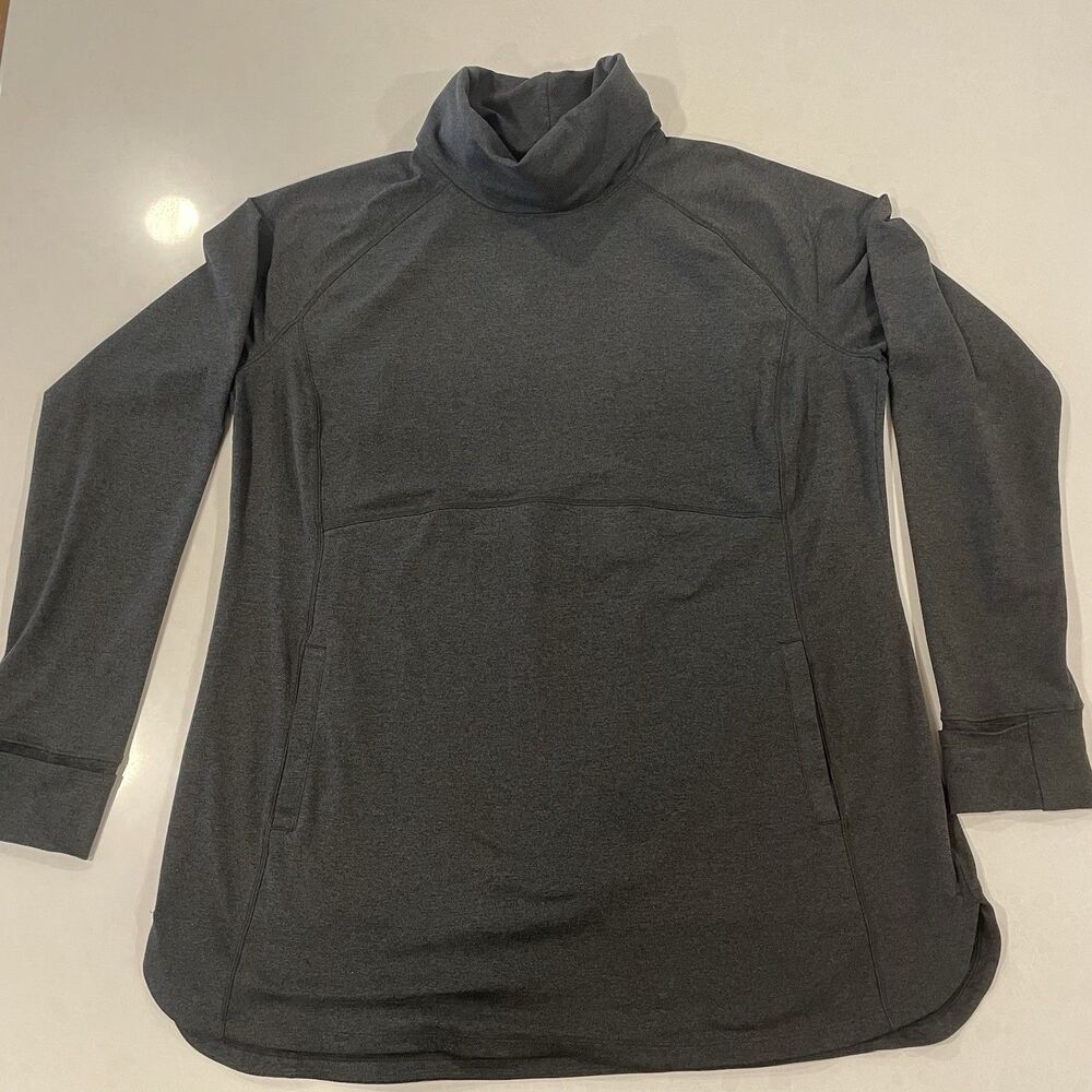 Duluth Trading Co Plushcious Funnel Neck Tunic Top Womens XL Gray